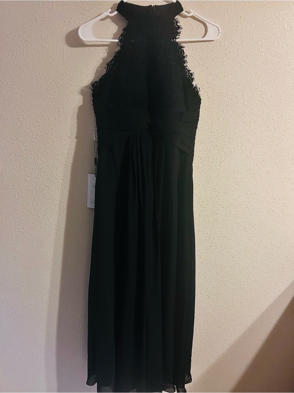 JJ's House Black Lace A-Line Halter Dress NWT Custom Size 12/14 (38”B, 32"W) 5’0